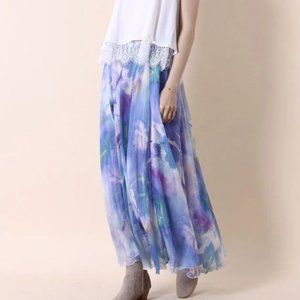 ChicWish Dancing Watercolor Floral Maxi Skirt